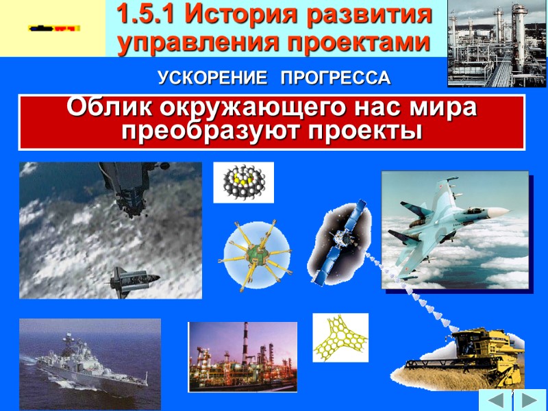 97 УСКОРЕНИЕ  ПРОГРЕССА 1.5.1 История развития  управления проектами Облик окружающего нас мира